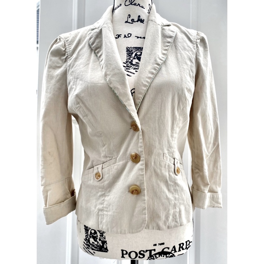 NWOT Bebe Cream Cotton 3 Button Blazer